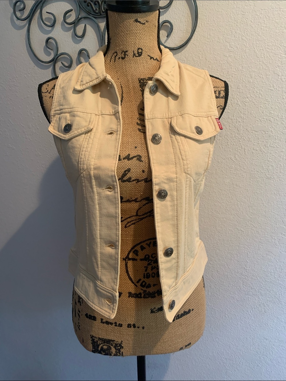 Hard Tail Cream Sleeveless Denim Vest